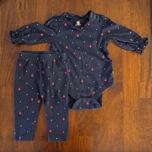 3/$15 GAP Navy Baby Bodysuit with matching pants, 6-12 months